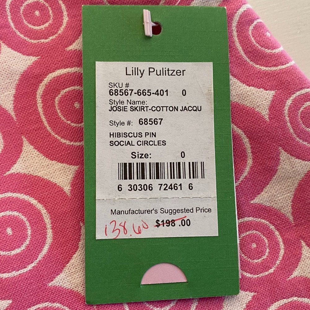 Lilly Pulitzer Hibiscus Pin Social Circles Josie Skirt Women Size 0 / New - Picture 4 of 4